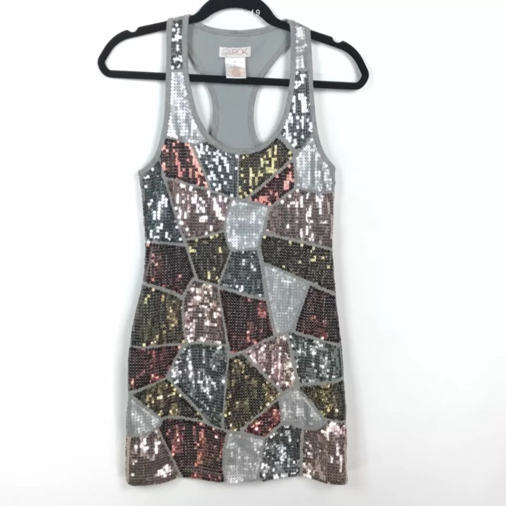 Patchwork racerback sequins rose gold, #rok